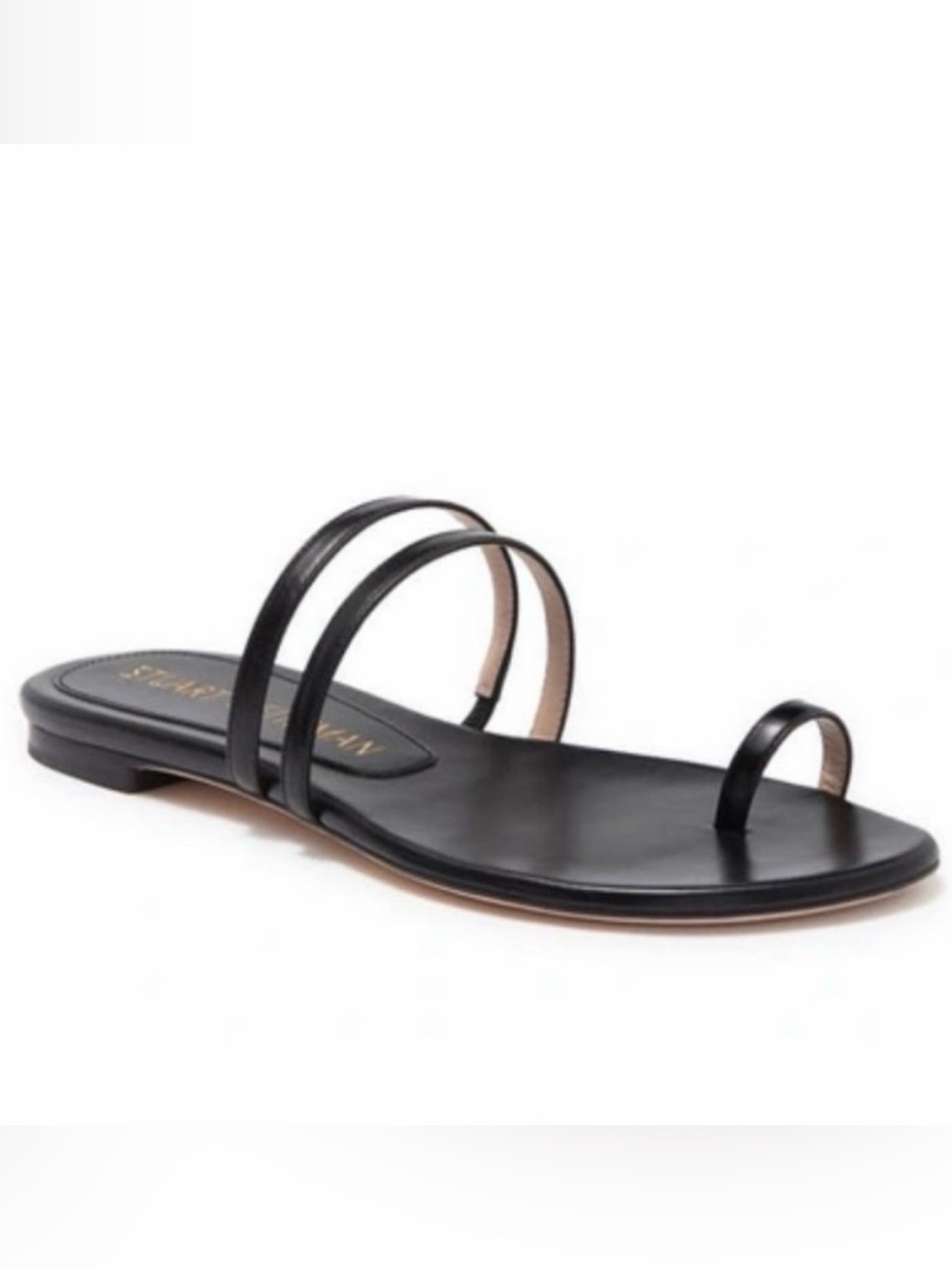 Stuart Weitzman Leonita Leather Sandals Black 7